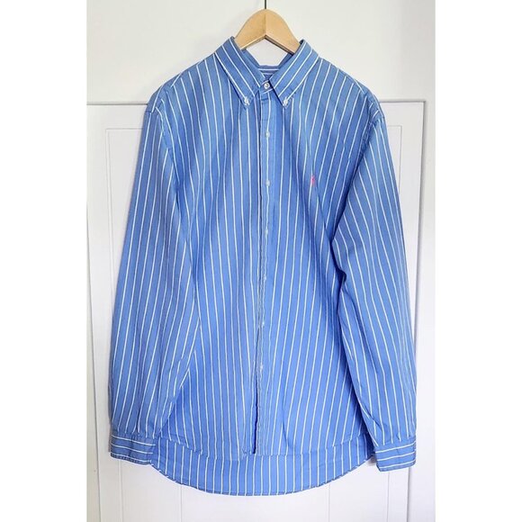 Mens Ralph Lauren Blue Label Striped Dress Shirt Size XL - Picture 1 of 7